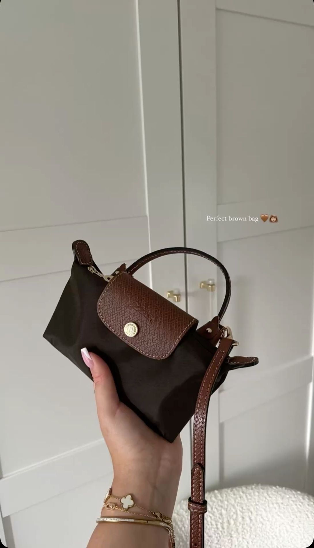 brown mini long champ bag